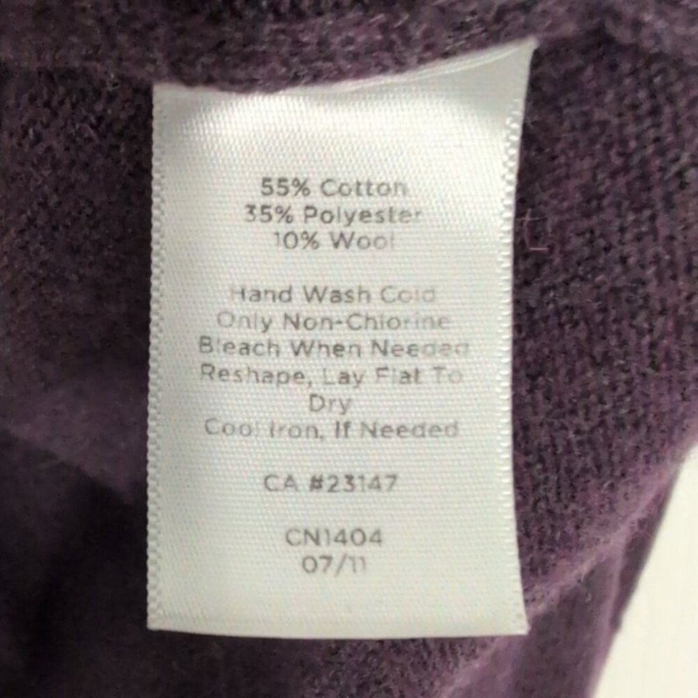 Talbots Cable Knit Sweater Womens Petite Size 2X Purple Cotton Wool Pullover - Picture 4 of 5